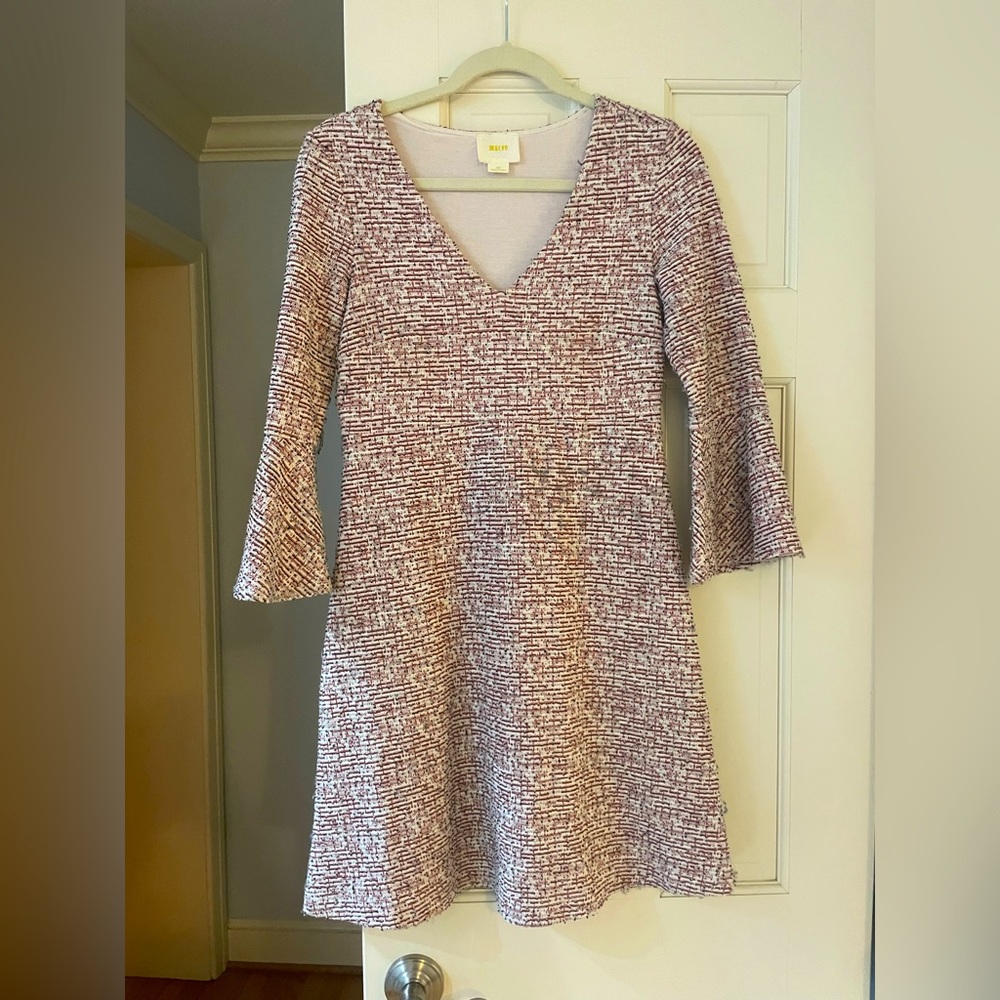 Anthropologie Maeve, fit and flare, long sleeve mini dress, size xs